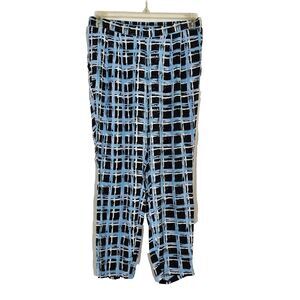Alfani Lightweight Ankle Pants Pull On Elastic Waist Sz Medium Black Blue White